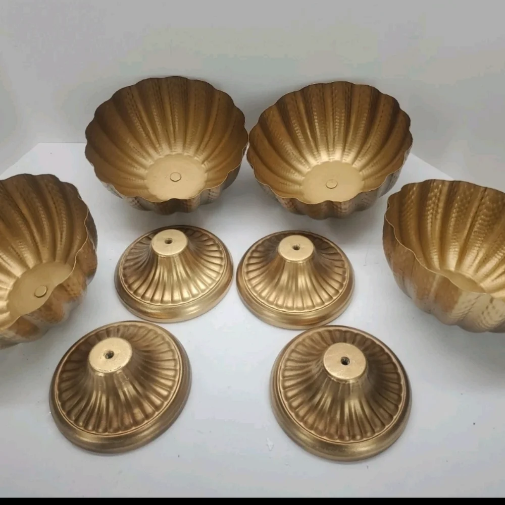 Brass Pedestal Bowl Planter - Set of 4